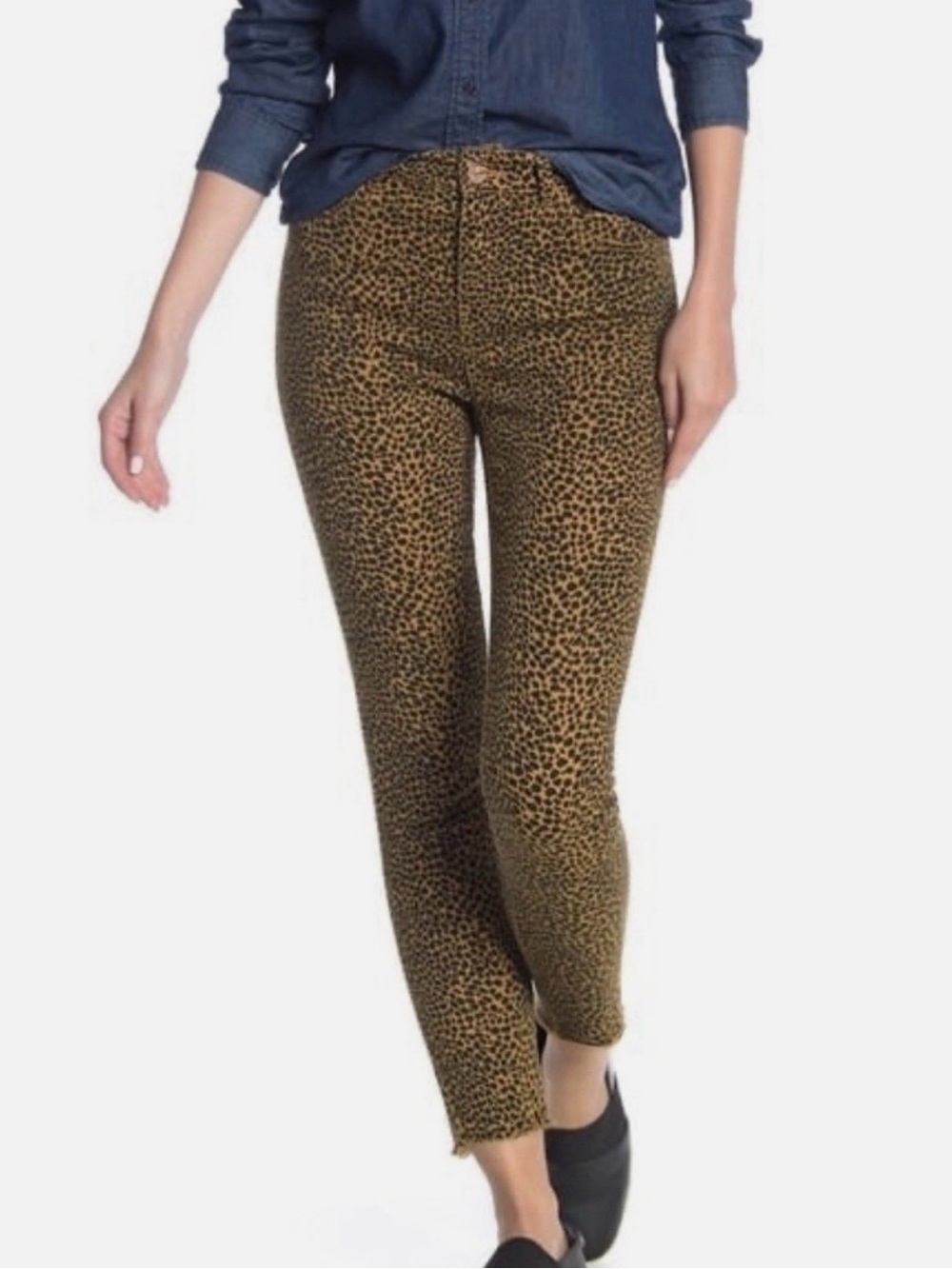 NWT! Zara Womens Z1975 Slim Leopard Print Denim Cropped Skinny Jeans Size 6